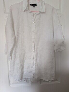White Linen Button-Down Shirt